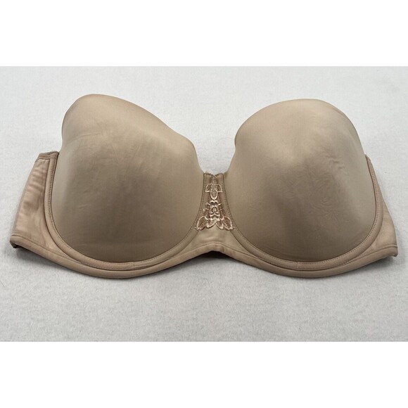 Vanity Fair Womens 42D Tan Underwire Padded Back Closure Strapless Bra - Picture 1 of 6